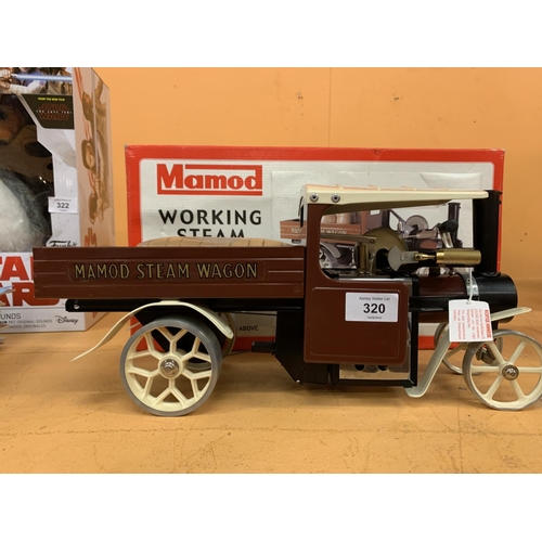 320 - A NEW AND BOXED MAMOD WORKING STEAM WAGON COMPLETE