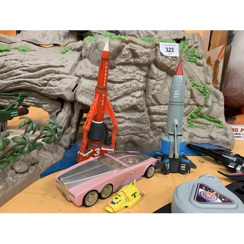 323 - A THUNDERBIRDS TRACY ISLAND INTERACTIVE PLAYSET IN WORKING ORDER