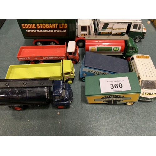 360 - VARIOUS TOY WAGONS TO INCLUDE FLAT BEDS, STOBART, SILCOCKS ETC