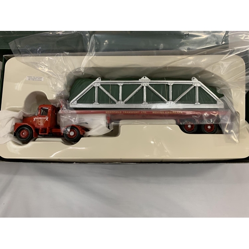 396 - A BOXED CORGI CLASSICS LIMITED EDITION OF 2000 SCAMMELL HIGHWAYMAN FLATBED TRAILER CRADLED LOAD WEST... 