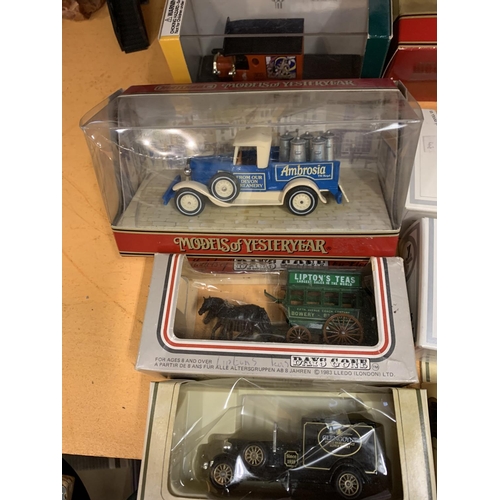 399 - NINE BOXED VANS ETC TO INCLUDE MATCHBOX AND YESTER YEAR