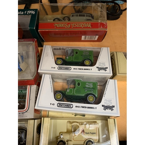 399 - NINE BOXED VANS ETC TO INCLUDE MATCHBOX AND YESTER YEAR