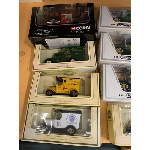 400 - TWELVE BOXED ADVERTSING VANS TO INCLUDE CORGI, MATCHBOX ETC