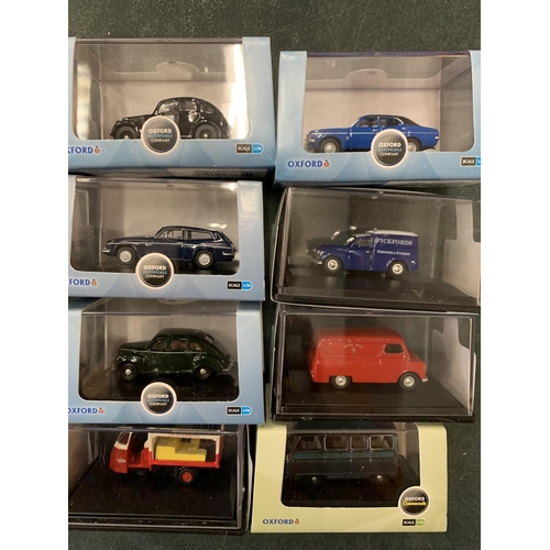 415 - TWENTY BOXED OXFORD DIE CAST MODEL CARS VANS ETC RAILWAY SCALE 1:76