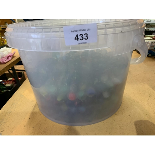 433 - A LARGE BUCKET OF MARBLES