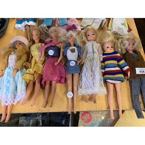 434 - NINE VINTAGE DOLLS SOME BARBIE WITH ACCESSORIES