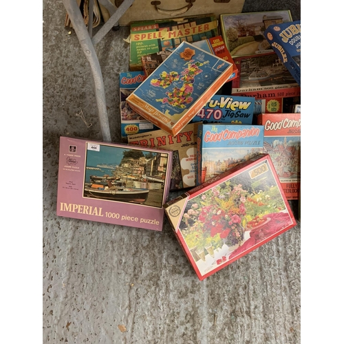 444 - A LARGE COLLECTION OF VINTAGE JIGSAWS, GAMES ETC