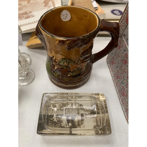 156 - VARIOUS PAPERWEIGHTS AND A JUG