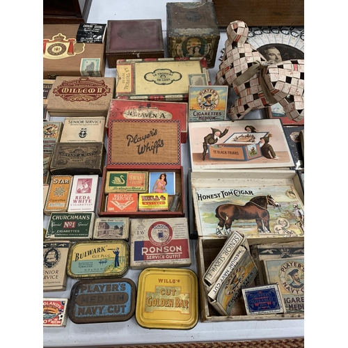 174 - A LARGE QUANTITY OF ORIGINAL VINTAGE SMOKING RELATED BOXES, TINS AND PACKETS