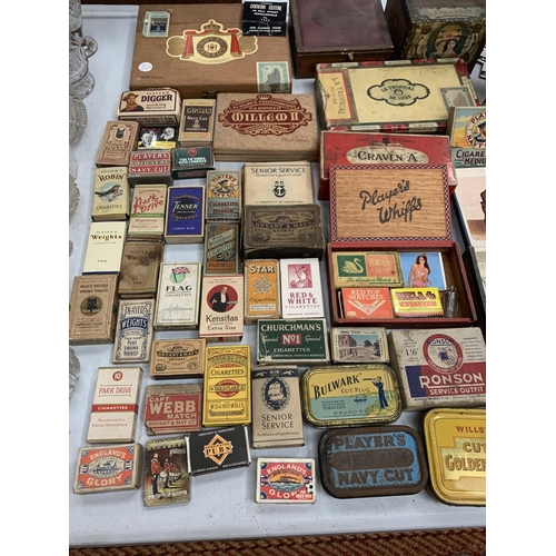 174 - A LARGE QUANTITY OF ORIGINAL VINTAGE SMOKING RELATED BOXES, TINS AND PACKETS