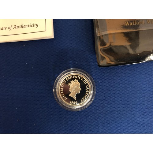 464 - GUERNSEY , 1996 ,  “70TH BIRTHDAY OF HER MAJESTY QUEEN ELIZABETH 11” , SILVER PROOF £1 COIN , ENCAPS... 