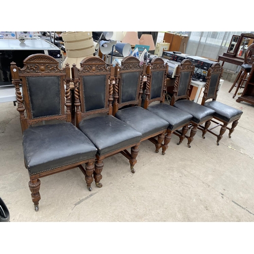 1860 - SIX CARVED MAHOGANY DINING CHAIRS