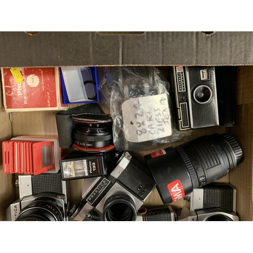 235 - A LARGE COLLECTION OF VARIOUS CAMERAS AND LENSES WITH CASES