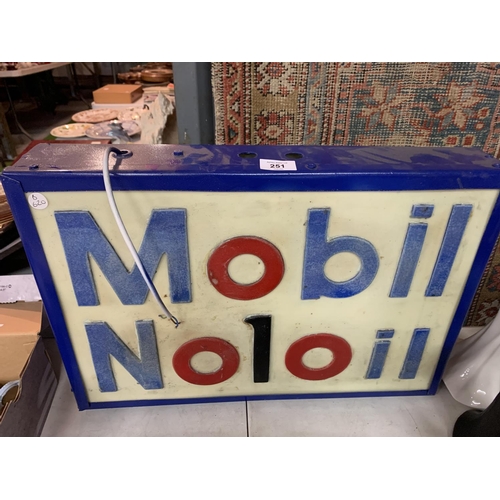 251 - A MOBIL No1 OIL ILLUMINATED LIGHT BOX SIGN