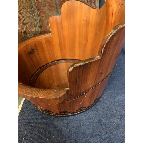 256 - A LARGE UNUSUAL WOODEN PLANTER