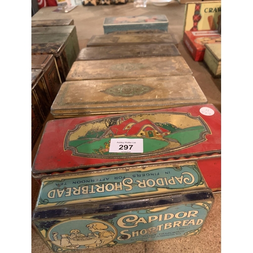 297 - SEVEN ORIGINAL VINTAGE TINS