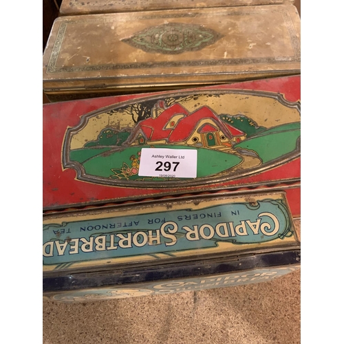 297 - SEVEN ORIGINAL VINTAGE TINS