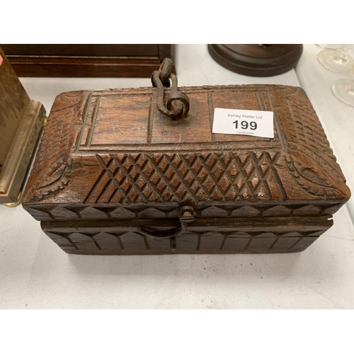 199 - A CARVED WOODEN BOX