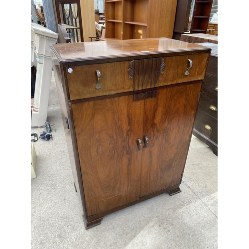 1860A - A WALNUT TALLBOY WITH TWO DOORS AND ONE DRAWER