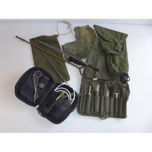 318 - TWO GUN CLEANING KITS, FURTHER CLEANING ITEMS, WEBBING ETC