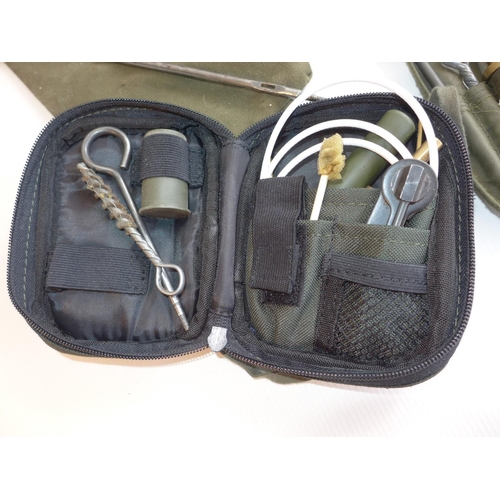 318 - TWO GUN CLEANING KITS, FURTHER CLEANING ITEMS, WEBBING ETC