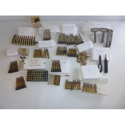 328 - A LARGE COLLECTION OF INERT AMMUNITION TO INCLUDE .303, .380, 7.62 AND PARACHUTE METALWORK