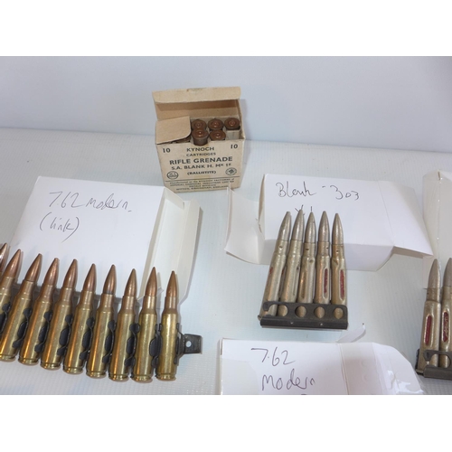 328 - A LARGE COLLECTION OF INERT AMMUNITION TO INCLUDE .303, .380, 7.62 AND PARACHUTE METALWORK