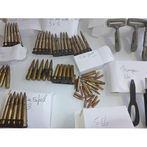 328 - A LARGE COLLECTION OF INERT AMMUNITION TO INCLUDE .303, .380, 7.62 AND PARACHUTE METALWORK