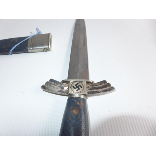 360 - A NAZI GERMANY PRE-WORLD WAR II DLV/NSFK FLYERS KNIFE M34, 16.5cm BLADE MARKED SMF SOLINGEN, COMPLET... 