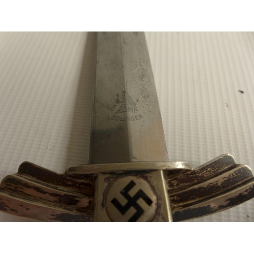 360 - A NAZI GERMANY PRE-WORLD WAR II DLV/NSFK FLYERS KNIFE M34, 16.5cm BLADE MARKED SMF SOLINGEN, COMPLET... 