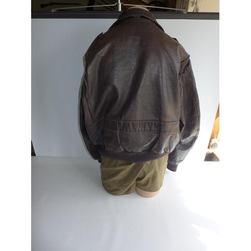 369 - A USA LEATHER BOMBER FLIGHT JACKET BY SCHOTT