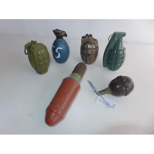 381 - A COLLECTION OF INERT GRENADES TO INCLUDE USA PINEAPPLE, GERMAN RIFLE, MILLS, WORLD WAR I GERMAN EGG... 