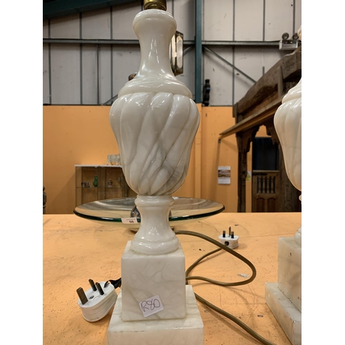 30 - A PAIR OF CARVED MARBLE LAMPS