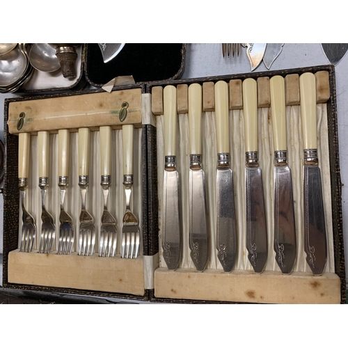 44 - A LARGE QUANTITY OF ASSORTED EPNS CUTLERY, SOME BOXED