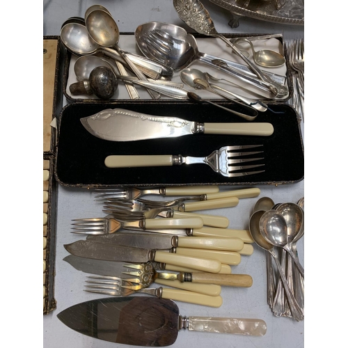 44 - A LARGE QUANTITY OF ASSORTED EPNS CUTLERY, SOME BOXED