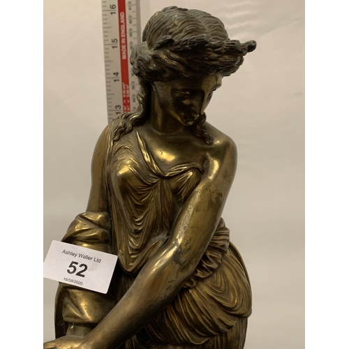 52 - A BRASS GREEK FIGURINE OF A LADY