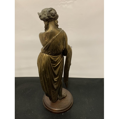 52 - A BRASS GREEK FIGURINE OF A LADY