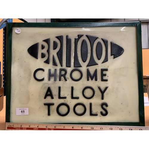 65 - A BRITOOL CHROME ALLOY TOOLS LIGHT BOX ADVERTISING SIGN