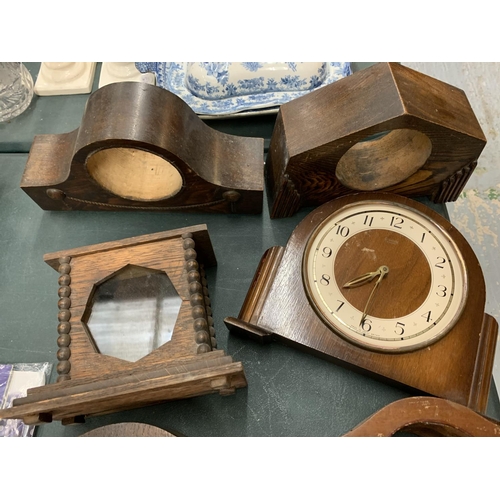 68 - AN ASSORTMENT OF WOODEN MANTLE CLOCK CASES