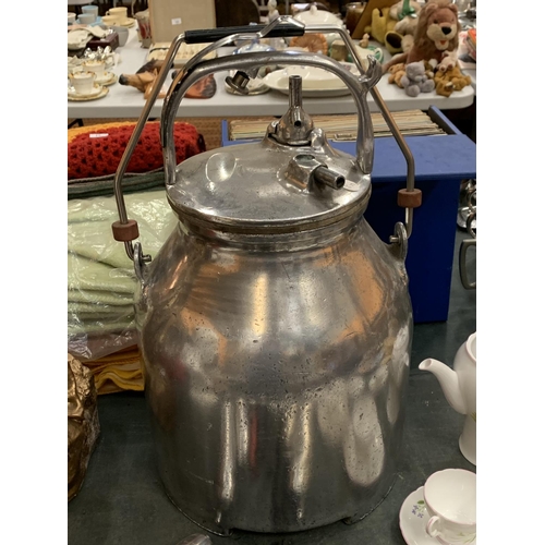 72 - A STAINLESS STEEL MILK CHURN