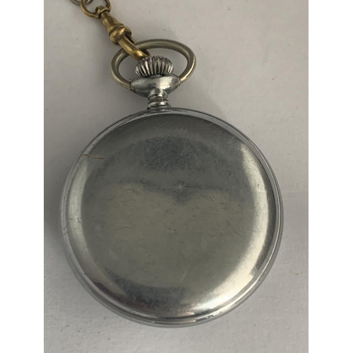 539 - AN INGERSOLL POCKET WATCH AND CHAIN