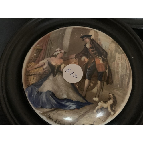 730 - THREE FRAMED PRATTWARE POT LIDS