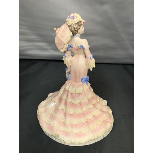 764 - A COALPORT MATT FIGURINE MADEMOISELLE CHERIE A/F DAMAGE TO FLOWER STAND