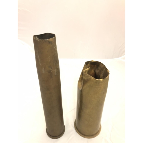 416 - A 1918 BRASS SHELL CASE AND A 1943 SHELL CASE