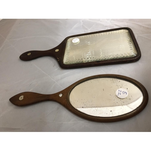 466 - TWO VICTORIAN HAND HELD MIRRORS