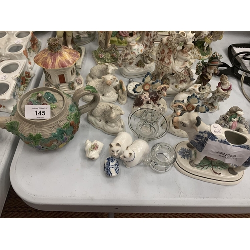 145 - A LARGE SELECTION OF CERAMICS TO INCLUDE STAFFORDSHIRE  POTTERY