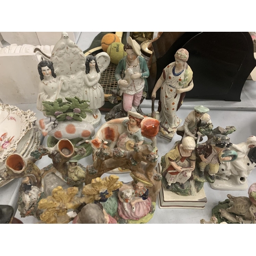 145 - A LARGE SELECTION OF CERAMICS TO INCLUDE STAFFORDSHIRE  POTTERY