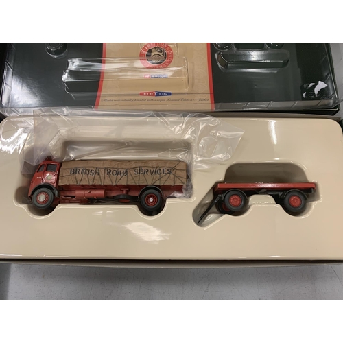 173 - A BOXED CORGI CLASSICS LIMITED EDITION OF 2000ERF SHEETED PLAFORM LORRY CC10201 AND TRAILER BRS