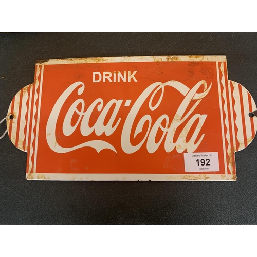 192 - AN ENAMEL DRINK COCA COLA SIGN