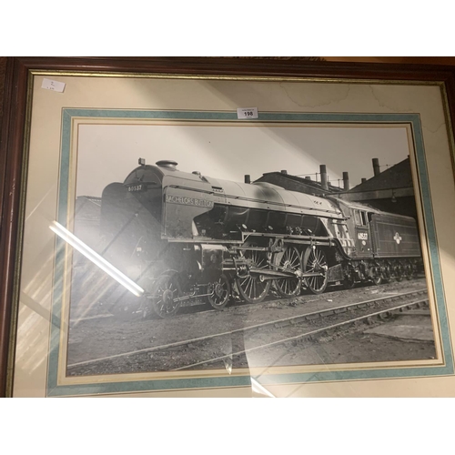 198 - TWO FRAMED PICTURES OF A TRAIN AND A GALLEON